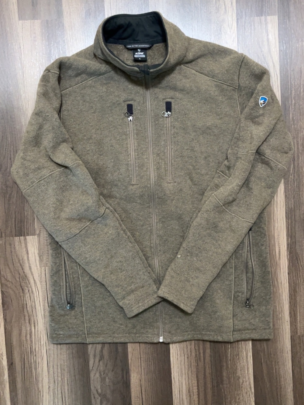 KUHL Interceptor Full Zip Jacket Fleece Coat Mens L Oatmeal Tan